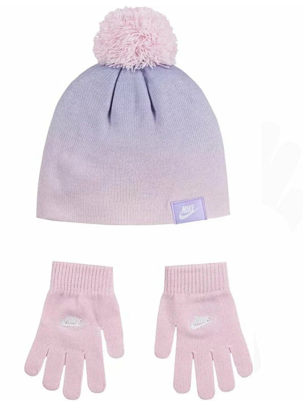 Nike Kids Lavender & Pink Pom Beanie and Gloves Set
